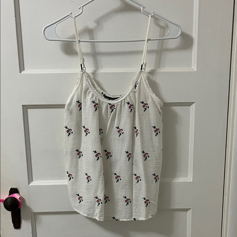 Abercrombie and Fitch Cream Floral Spaghetti Strap Tank Top